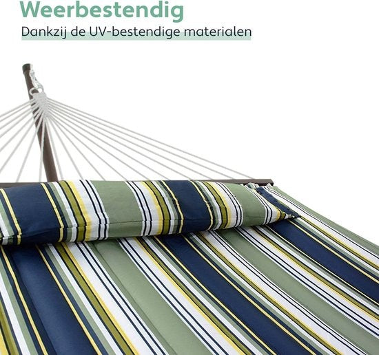 Vita5 Hängematte mit Ständer und Spreizstange - 2 Personen - abnehmbares Kissen - UV-beständig - Blau