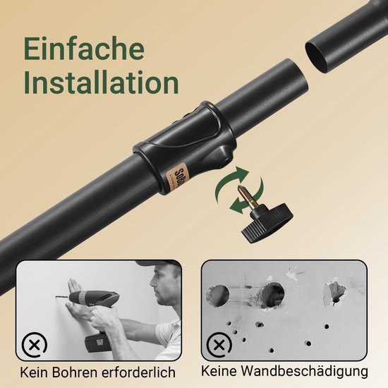 SoBuy Teleskop-Kleiderständer – Verstellbares Aufbewahrungssystem – Kleiderstangensystem – B(75–126) × H(200–295) cm, Schwarz, FRG109-II-SCH