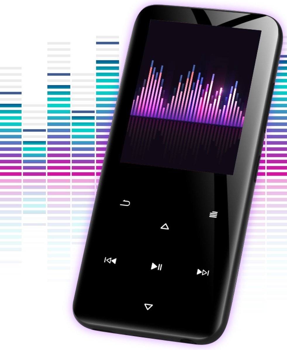 Nuvance - MP3 Player Bluetooth - 16GB interner Speicher - Unterstützung von bis zu 128GB - Voice Recorder Digital - mit FM Radio - Schwarz