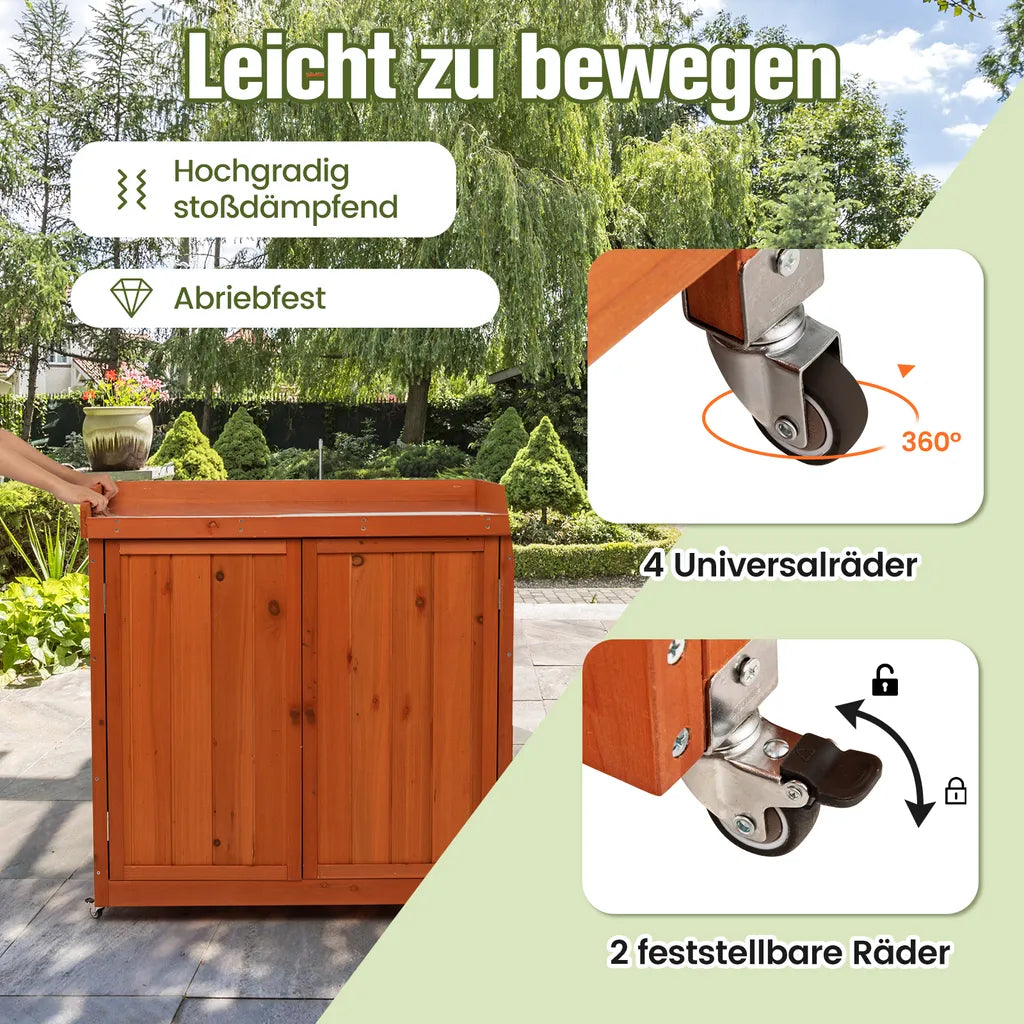 Coast Aufbewahrungsschrank – Holz – Verfahrbar – Regalböden – Rollen – Garten – Braun
