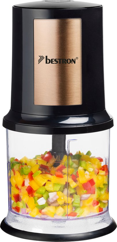 Bestron Küchenmaschine – AKC200CO – 500 ml Fassungsvermögen – 2 Edelstahlmesser – Pulsfunktion – Kupfer – 5 Jahre Garantie