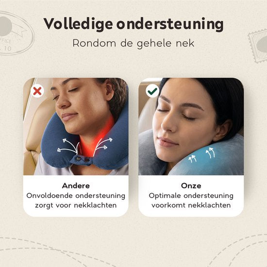 TRAVARA Nackenkissen „The Puffer“ – Aufblasbares Reisekissen – Für das Flugzeug – Autokissen – Travel Pillow – Grau