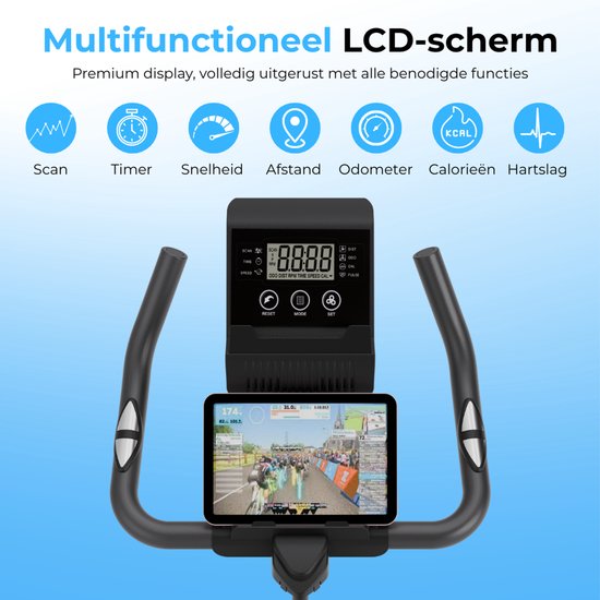 Heimtrainer - Fitness Bike - Spinning Bike - 8KG Schwungrad - Herzfrequenzmesser - Inkl App - Extrem leise