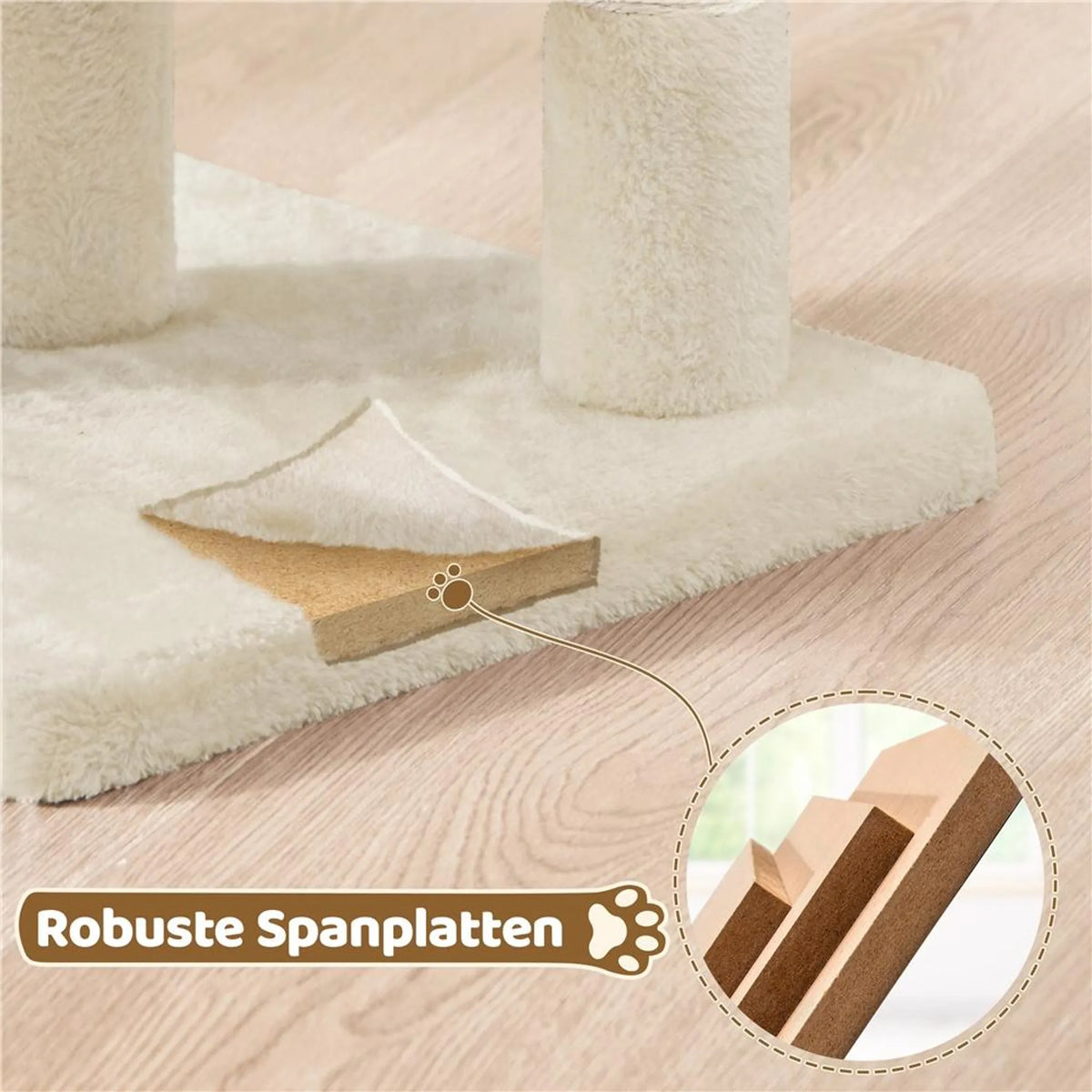Yaheetech Kratzbaum – Beige – 40,5 x 40,5 x 59 cm – Katzenhöhle, Sisalstangen und Spielball