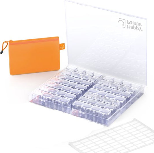 Happy Painter - 56 Boxen Sortierbox - Aufbewahrungsbox - Diamond Painting Zubehör - Perlenbox - Perlenbox - Erwachsene und Kinder - Komplettpaket