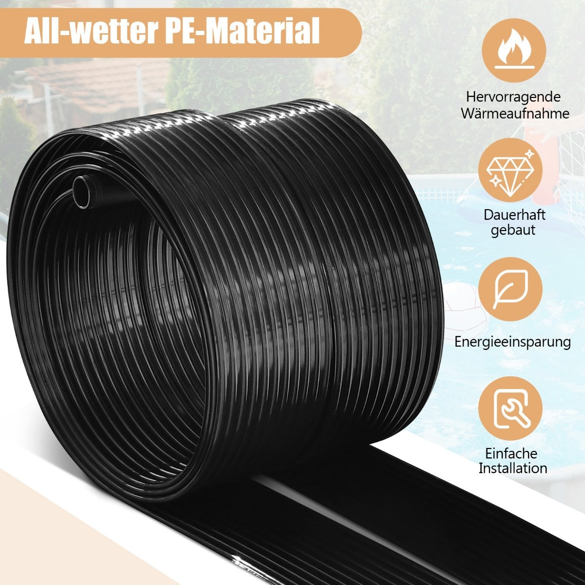 Coast Poolheizung - 500 x 75 cm Solarkollektorplatten für 21500 L - für unter- und oberirdische Pools