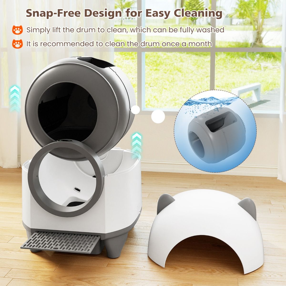 Coast Selbstreinigende Katzentoilette – automatische Katzentoilette mit App-Steuerung – flüsterleise – 80 Liter – weiß