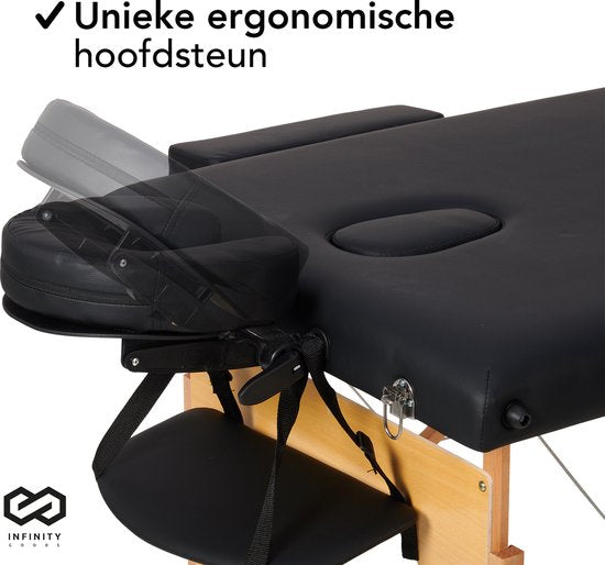 Infinity Goods Massagetisch - klappbar - 250KG Kapazität - 8 Höhenständer - inkl. Aufbewahrungstasche - Behandlungstisch - Schwarz