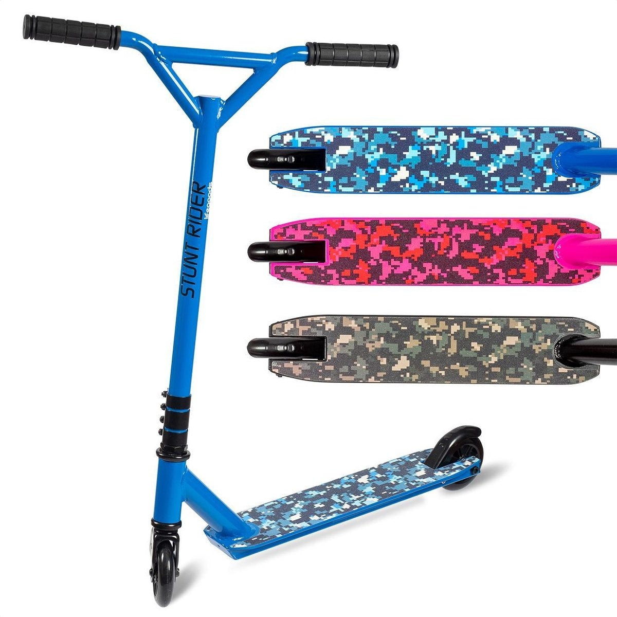 LifeGoods StuntRider - Stunt-Scooter - Kickroller - Stufe 8+ Jahre - 100mm Räder - Jungen/Mädchen - Blau