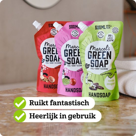 Marcel's Green Soap Handseife Nachfüllpackung Tonka & Muguet 6 x 500ml