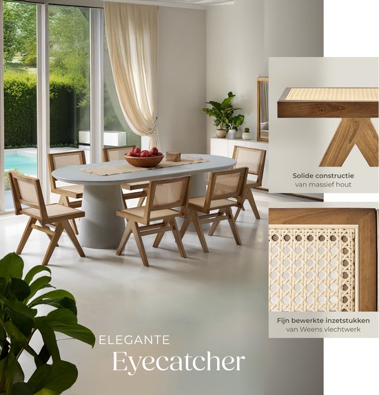 Tectake® Holzstuhl Lizzy - Eiche hell - Mit Wiener Geflecht - Massivholzgestell - Belastbarkeit 120 kg - Braun/Beige