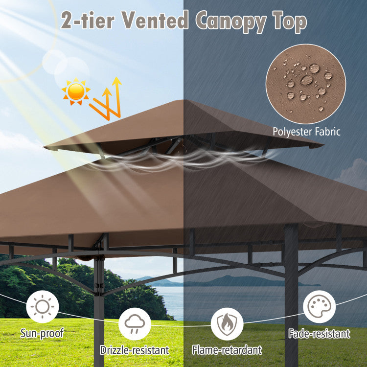 Coast 242 x 153 cm Brauner Grill-Gazebo mit 2 Beistelltischen und 10 Haken