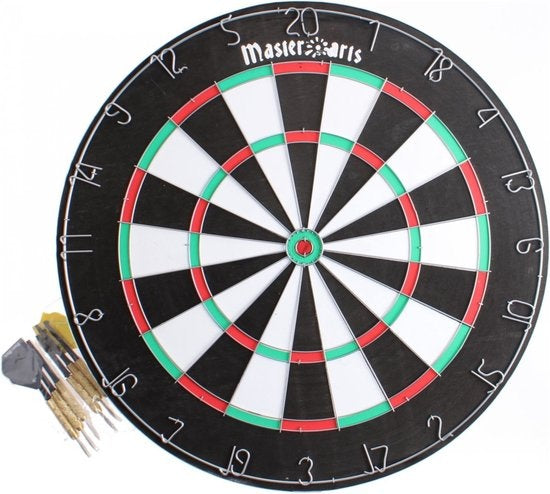 Masterdarts Dartscheibe 45cm x 2 cm mit 2 Pfeil-Sets