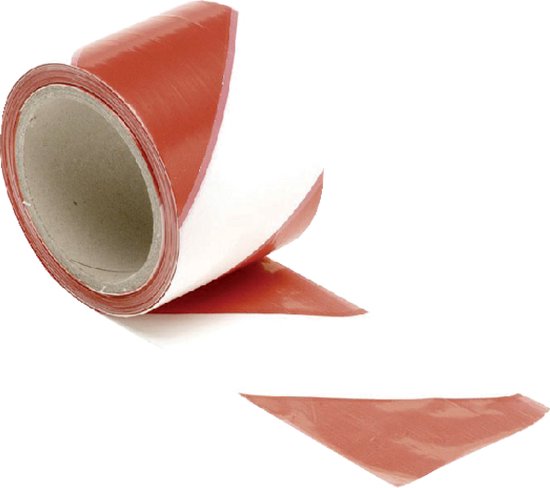 Perel Absperrband, zur Abgrenzung von Gefahrenbereichen und Zugangsbeschränkungen, Polyethylen, rot/weiß, 8 cm x 100 m