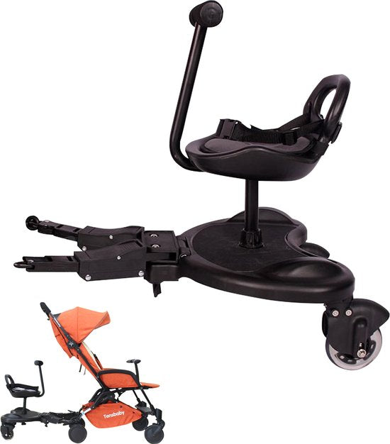 HeppieBabie Universal-Reitbrett Deluxe - mit Sitz - für Kinderwagen/Buggy - Buggy Board - mit Ebook