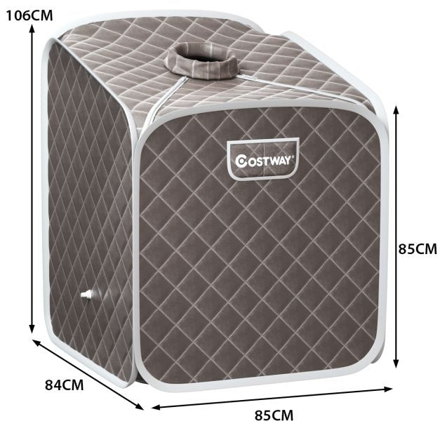 Coast 2L Mini-Dampfsauna mit 9 Temperaturstufen - Heimsauna - Wärmekabine - 85 x 84 x 106 cm - Grau - Schwarz - Braun