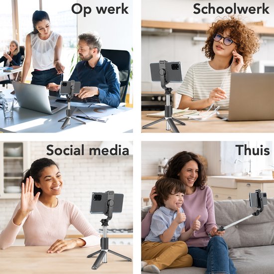 Studio ME Selfie Stick - Universal - Stativ - 100 cm - 360° Drehung - Mit Bluetooth-Fernbedienung