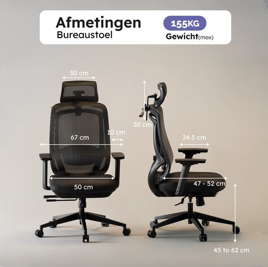 Roveo Ergonomischer Bürostuhl - Büro-Gaming-Stuhl - Spielstuhl für Erwachsene - Spielstuhl - Schwarz