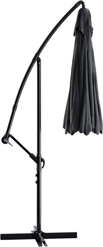 Tristar Schwebeschirm – 300 cm, rund – Garten – höhenverstellbar – inkl. Kreuzfuß und Schutzhülle – PA-7905 – Anthrazit
