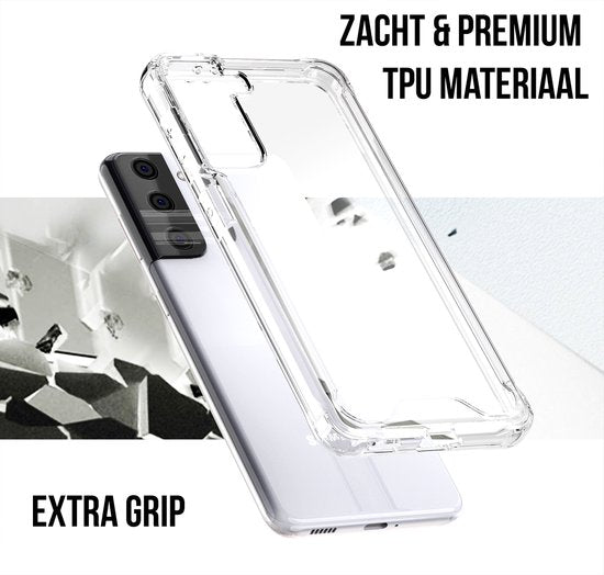 Podec Case passend für Samsung Galaxy S21 Translucent Phone Case - Anti-Shock Case Cover mit 1x Displayschutzfolie