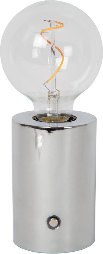 Lucide VIVO – Wiederaufladbare Tischlampe – Akku/Batterie – Ø 8 cm – dimmbare LED – E27 – 1x1 W, 2700 K – Chrom
