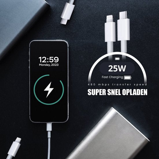 Golden Sound 25W Original Schnellladegerät - Geeignet für Iphone und Ipad Ladegerät - 2 Meter Ladestecker - Ladegerät geeignet für 14/13/12/11/Xr/Xs/Xs Max/8/8 Plus/ Pro