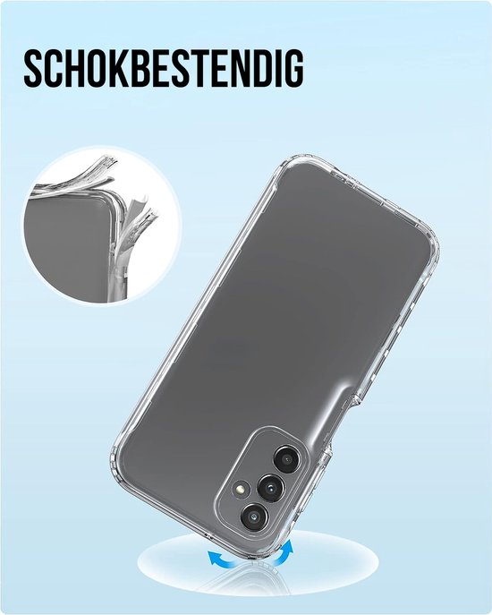 Podec 2-in-1-Hülle mit Displayschutzfolie, passend für das Samsung Galaxy A14 – Transparente Handyhülle – Stoßfeste Schutzhülle