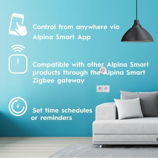 alpina Smart Home - Bewegungssensor - 3V - Bewegungsmelder für Innenräume - 5M Erkennung - Zigbee Gateway - alpina Smart Home App