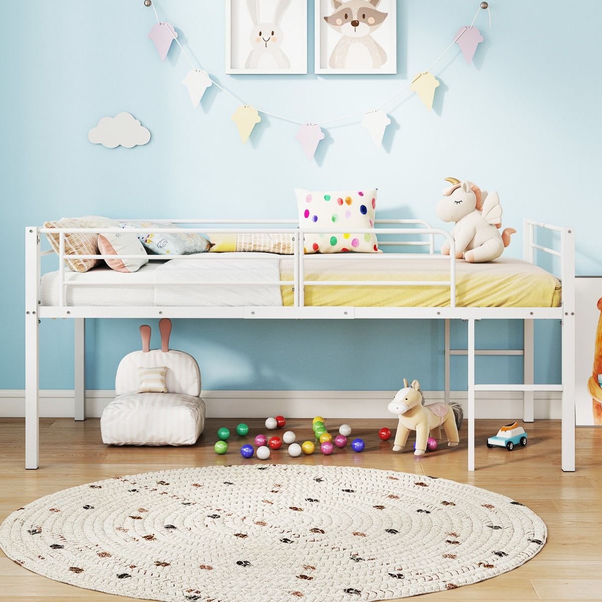 Coast Hochbett mit Lattenrost – platzsparendes Etagenbett – Metallgestell – schwarz