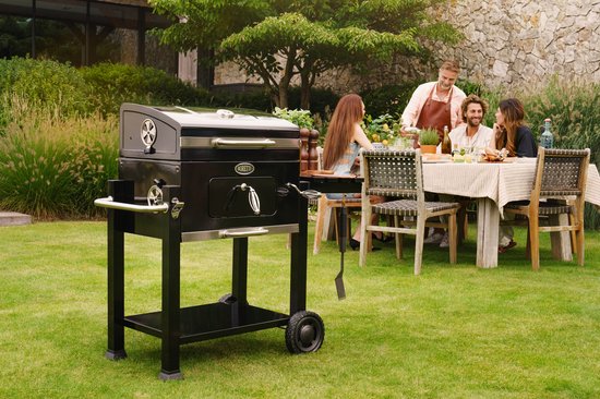 Boretti Carbone 2.0 Holzkohlegrill – Verstellbarer Kohlerost – Gusseiserne Grillroste – Schwarz
