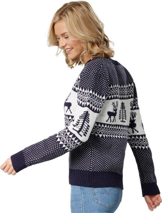 dressforfun - Weihnachtspulli Winter Wonderland blau-weiß für Damen L - kostüm kostüm halloween verkleiden partywear karneval kostüm karneval partywear - 303352