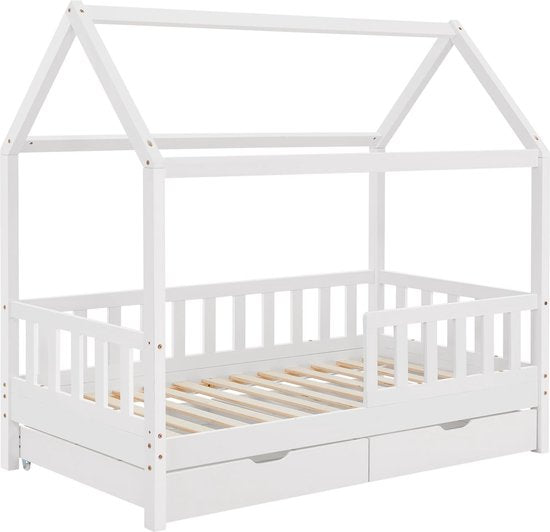 Kinderbett Marli - 90 x 200 cm - Weiß - inkl. Bettkästen