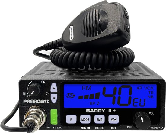 President Barry II Plus, Ausführung VOX 12/24 V, inkl. 5 President-Kanäle für CB-Mobilfunk