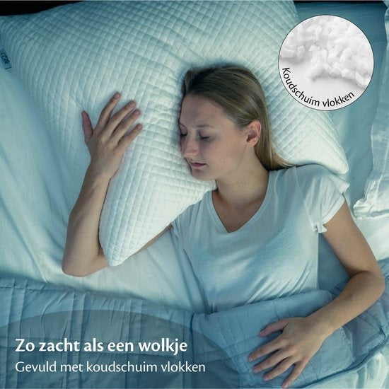EL Life Kissen Nackenschmerzen - 80 x 80cm - Bambuskissen - Memory Foam / Memory Foam Füllung - Ergonomisch und orthopädisch - Inklusive Kopfkissenbezug