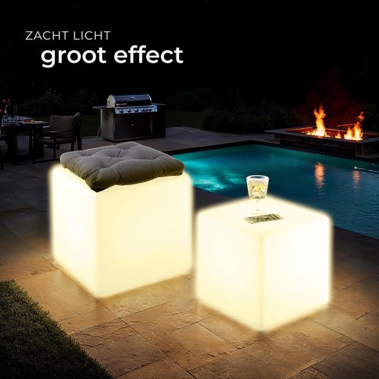 Tectake® Leuchtwürfel - LED - 16 RGB-Farben und 5 Lichtmodi - Wetterfeste und robuste Gartenbeleuchtung - 35x35x35 cm - Inklusive Leuchtmittel und Fernbedienung