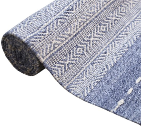 AXI Rhodos Outdoor-Teppich – Rechteckig – 200 x 290 cm – Blau – Geometrisches Muster – Outdoor-Teppich – Wetter- und UV-beständig – Flachgewebt – Gartenteppich – Für drinnen und draußen – Handgewebt