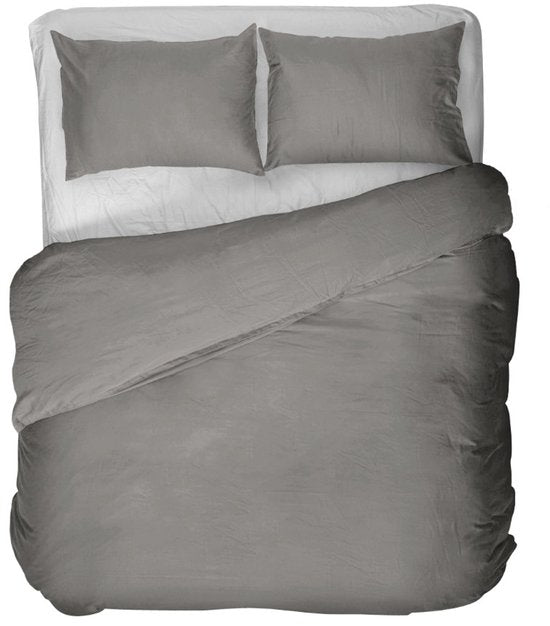 Kayori Kayori Puro Bettbezug aus Perkal – 240 x 200–220 + 2 Kissenbezüge – Einzelbetten – Hotelqualität – Warmgrau