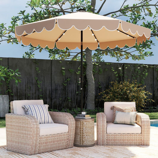 Coast Gartenschirm mit LED-Beleuchtung – Schwenkbedienung – bis zu 35° neigbar – braun 300 x 253 cm