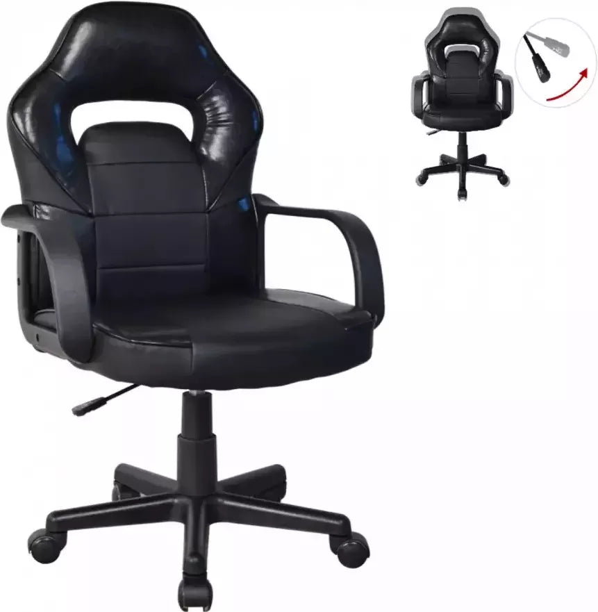 VDD Gaming Thomas Ergonomischer Gaming-Stuhl – Racing-Stil – Verstellbar – Schwarz
