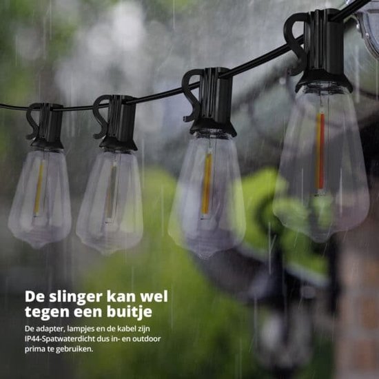 FlinQ Smart Light String Premium - LED-Lichtgirlande für den Außenbereich - Gartenbeleuchtung 15 Meter langes Kabel - Girlande mit RGB-Lichtern - Stimmungslichter / Partylichter - Partylichter