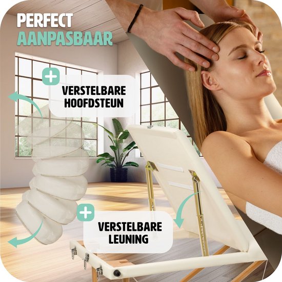 tectake - Mobile Massageliege Behandlungsliege - 3 Zonen - 5 cm dick - inkl. schwarzer Tragetasche - beige - 401465