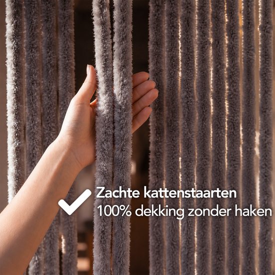 Brixy Fliegengitter – Katzenschwanz – 90 x 220 cm – 2 cm dicke Stränge – Grau