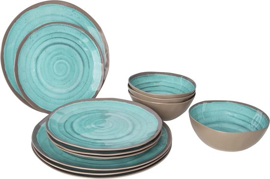Bo-Camp – Geschirr – Halo – 12-teilig – Aqua