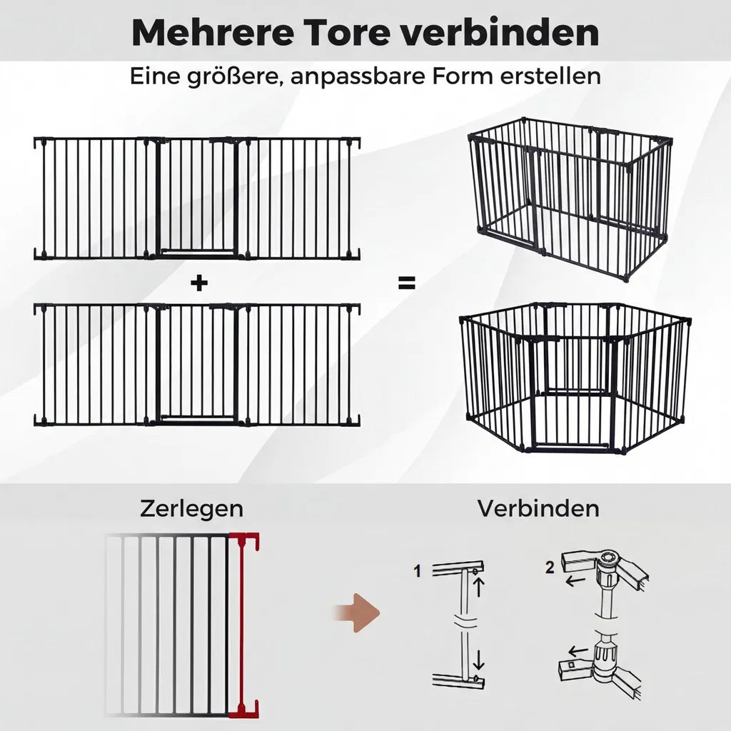 Coast 3-teiliges Treppengitter – Verstellbar 74,5–198 × 74,5 cm – Schwarz