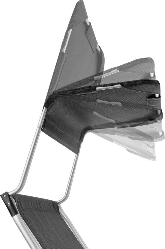 tectake® Klappbarer Liegestuhl Cloud mit Sonnenschirm - Gartenstuhl mit Tisch - Getränkehalter - stufenlos verstellbar - für Balkon, Camping oder Garten - Relaxsessel mit extra dickem Kissen - Strandkorb - Liege - div. Farben - Grau