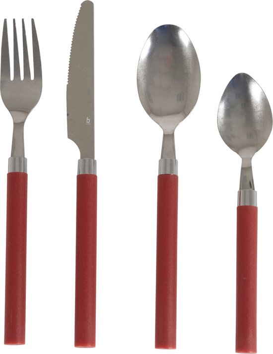 Bo-Camp - Besteckset - Edelstahl - 16-teilig - 4 Personen - Rot