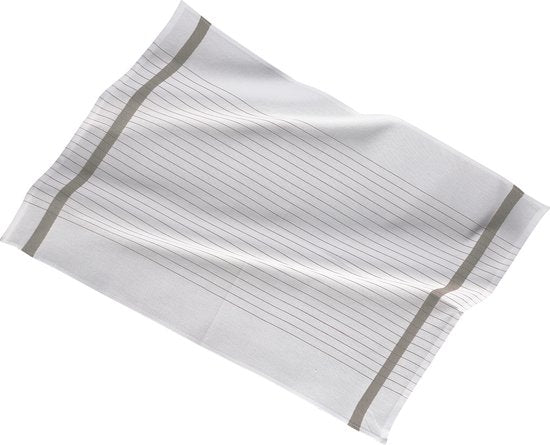 Küchentuch 50x70cm, Set3, Streifen weiß Mitte, taupe