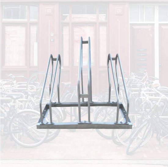 BRASQ Fahrradständer für 3 Fahrräder – Fahrradständer – Fahrradhalterung für den Boden, inklusive Befestigungsmaterial – Silber