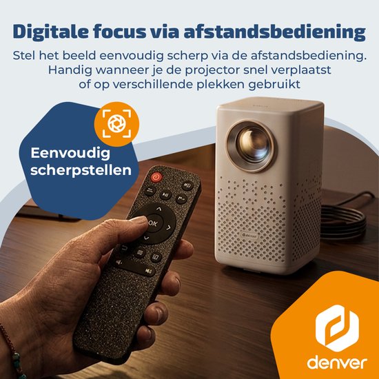 Denver tragbarer Beamer – 4K 3840 x 2160p – 150 ANSI-Lumen – Projektor – Integrierter Akku – Heimkino – HDMI – USB-C – PR4700