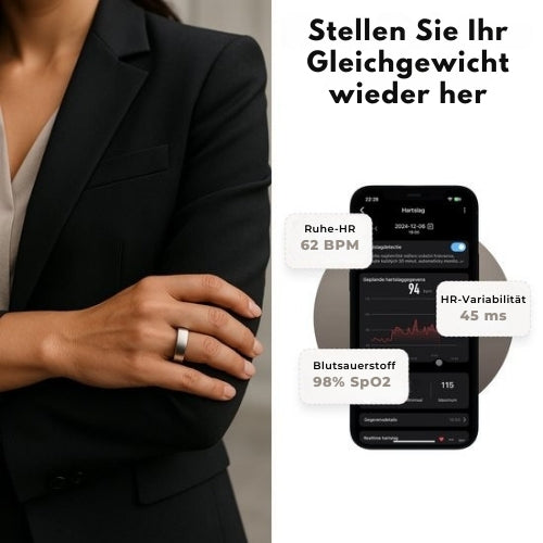 Focus - S1 Smart Ring - Herzfrequenz - Menstruationszyklus - Schlafüberwachung - IP68 Wasserdicht - Wearables - Größe 9 - Gold